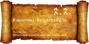Kapornai Krisztián névjegykártya